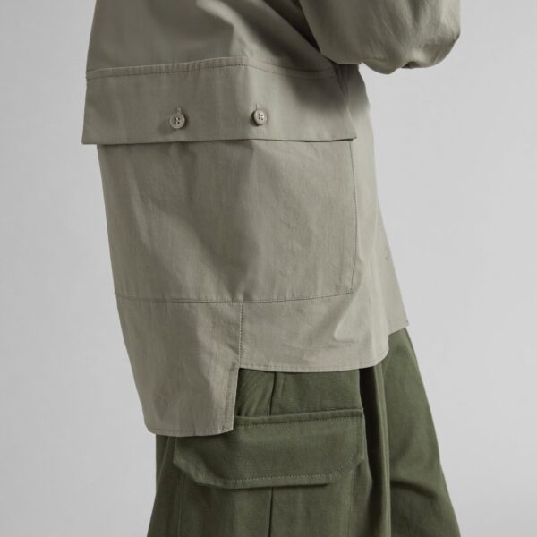 The Frankie Shop Sancey Cargo Pocket Shirt - Olive - Oversized Minimalist Tops in Green - Shop at Coveti