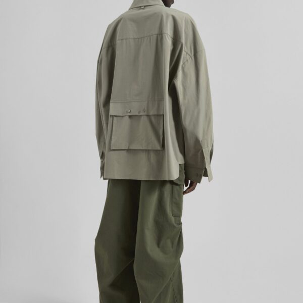 The Frankie Shop Sancey Cargo Pocket Shirt - Olive - Oversized Minimalist Tops in Green - Shop at Coveti