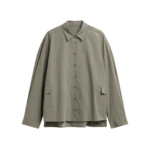 The Frankie Shop Sancey Cargo Pocket Shirt - Olive - Oversized Minimalist Tops in Green - Shop at Coveti