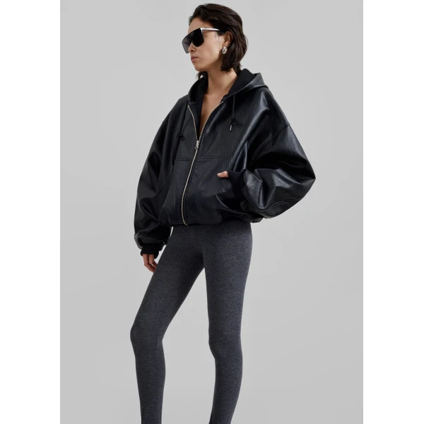 The Frankie Shop Santiago Faux Leather Jacket – Black, view 4