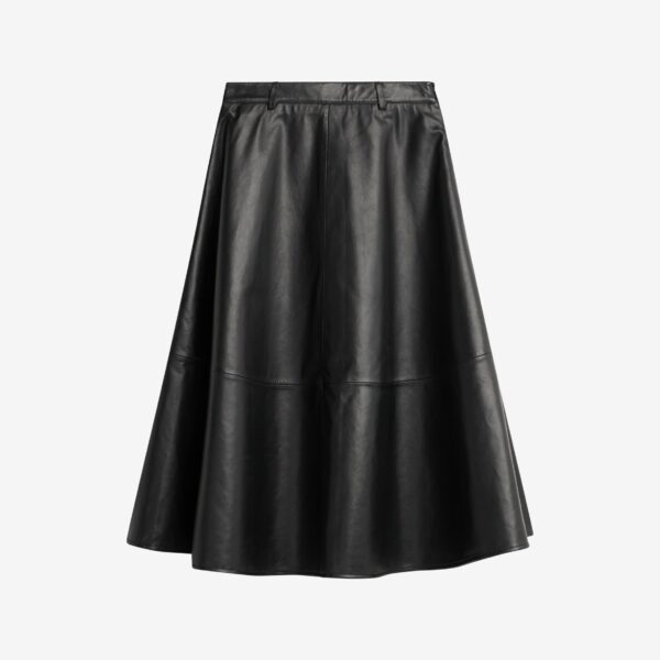 The Frankie Shop Savil Leather Midi Skirt - Black - Oversized Minimalist Skirts in Black - Shop at Coveti