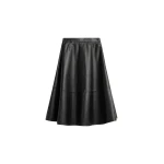 The Frankie Shop Savil Leather Midi Skirt - Black - Oversized Minimalist Skirts in Black - Shop at Coveti