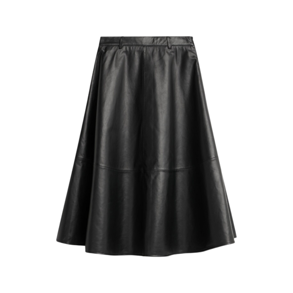 The Frankie Shop Savil Leather Midi Skirt - Black - Oversized Minimalist Skirts in Black - Shop at Coveti