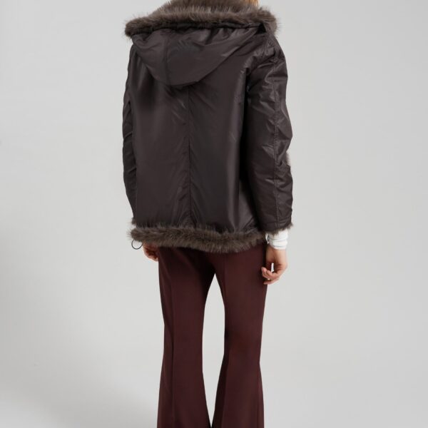 The Frankie Shop Savoie Faux Fur Hooded Jacket - Brown - Oversized Minimalist Jackets in Brown - Shop at Coveti