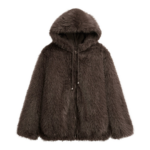 The Frankie Shop Savoie Faux Fur Hooded Jacket - Brown - Oversized Minimalist Jackets in Brown - Shop at Coveti