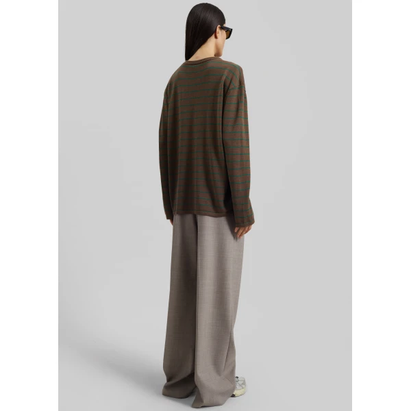 The Frankie Shop Sena Knit Pullover – Brown/Green Stripe, view 7
