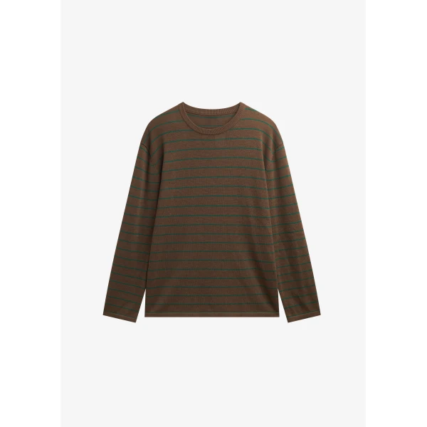 The Frankie Shop Sena Knit Pullover – Brown/Green Stripe, view 8