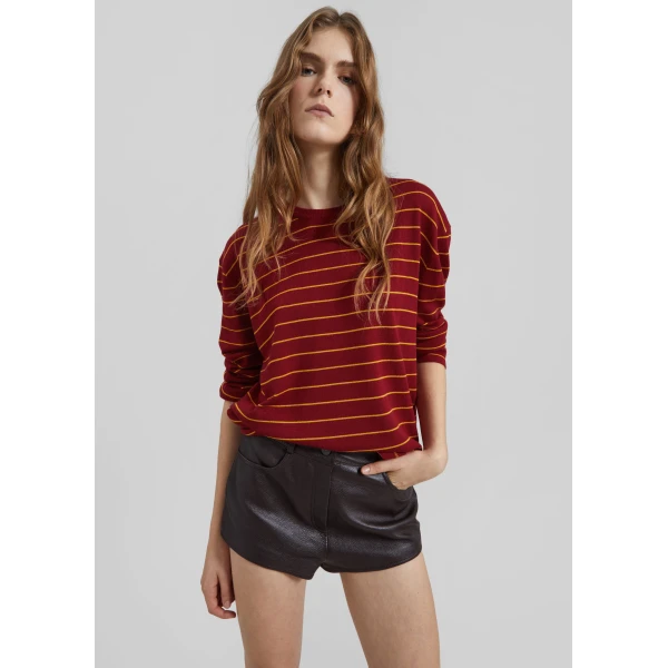 The Frankie Shop Sena Knit Pullover – Red/Yellow Stripe, view 2