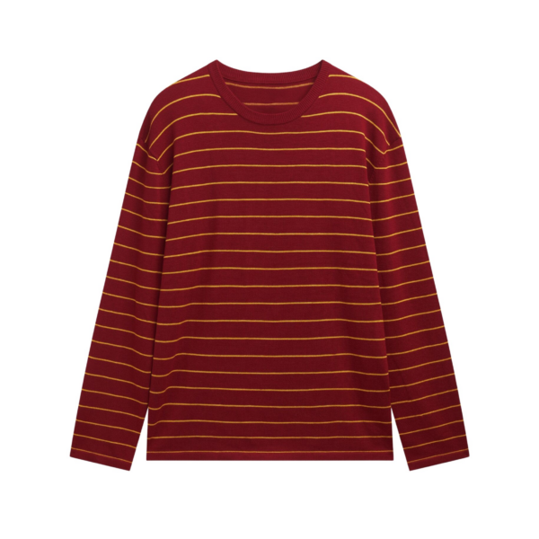 The Frankie Shop Sena Knit Pullover - Red/Yellow Stripe - Oversized Minimalist Knitwear in Red - Shop at Coveti