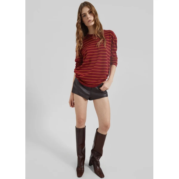 The Frankie Shop Sena Knit Pullover – Red/Yellow Stripe, view 3