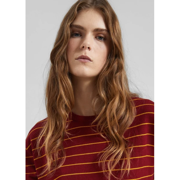 The Frankie Shop Sena Knit Pullover – Red/Yellow Stripe, view 4
