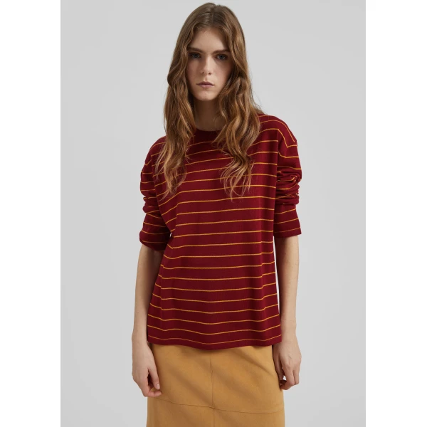 The Frankie Shop Sena Knit Pullover – Red/Yellow Stripe, view 5