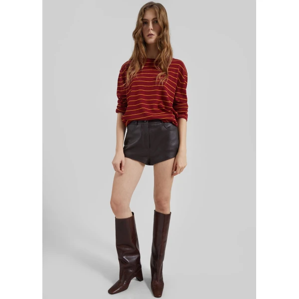 The Frankie Shop Sena Knit Pullover – Red/Yellow Stripe, view 8