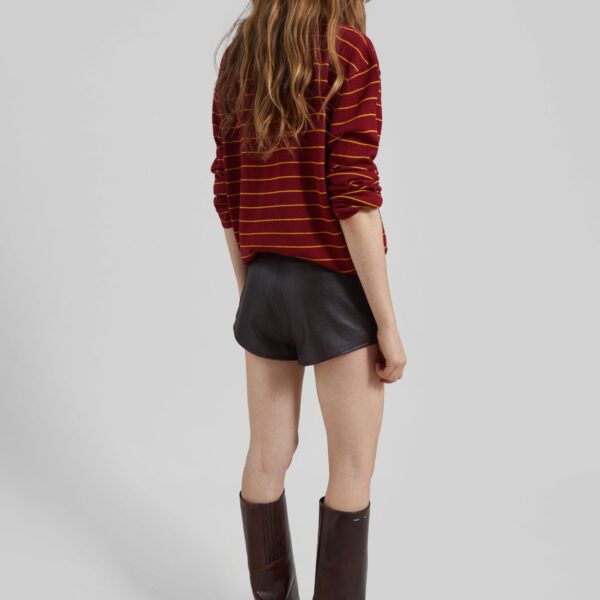 The Frankie Shop Sena Knit Pullover - Red/Yellow Stripe - Oversized Minimalist Knitwear in Red - Shop at Coveti