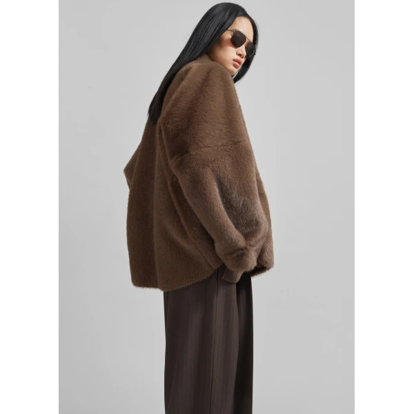 The Frankie Shop Senja Faux Fur Jacket – Brown, view 5