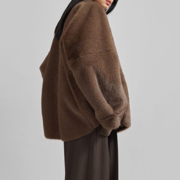 The Frankie Shop Senja Faux Fur Jacket - Brown - Oversized Minimalist Jackets in Brown - Shop at Coveti