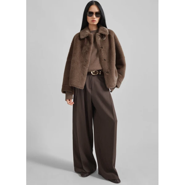 The Frankie Shop Senja Faux Fur Jacket – Brown, view 8