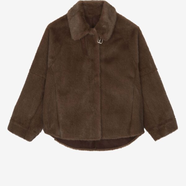 The Frankie Shop Senja Faux Fur Jacket - Brown - Oversized Minimalist Jackets in Brown - Shop at Coveti