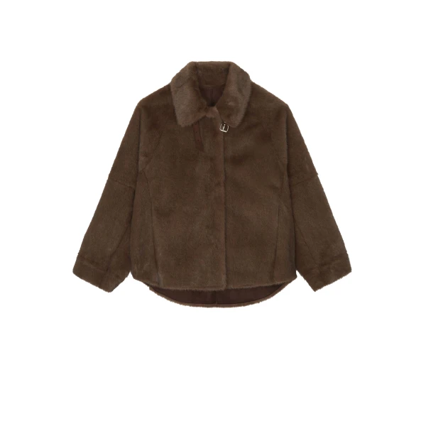 The Frankie Shop Senja Faux Fur Jacket - Brown - Oversized Minimalist Jackets in Brown - Shop at Coveti