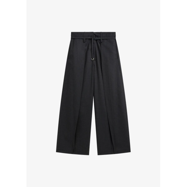 The Frankie Shop Sirsa Double Belt Loop Trousers – Black Plaid, view 8