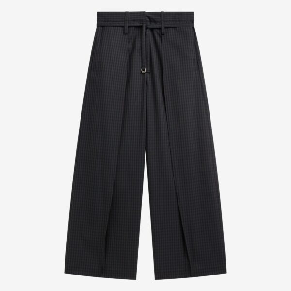 The Frankie Shop Sirsa Double Belt Loop Trousers - Black Plaid - Oversized Minimalist Pants in Black - Shop at Coveti