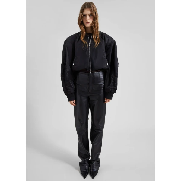 The Frankie Shop Skagen Cropped Trapeze Bomber Jacket – Black, view 3