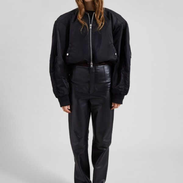The Frankie Shop Skagen Cropped Trapeze Bomber Jacket - Black - Oversized Minimalist Jackets in Black - Shop at Coveti