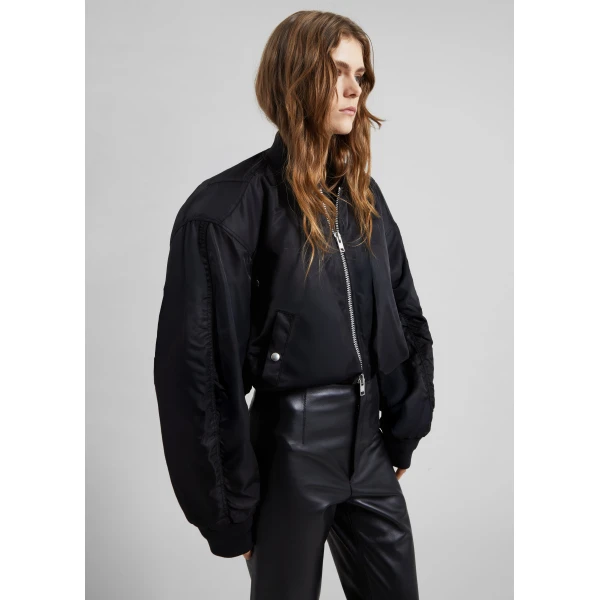 The Frankie Shop Skagen Cropped Trapeze Bomber Jacket – Black, view 4