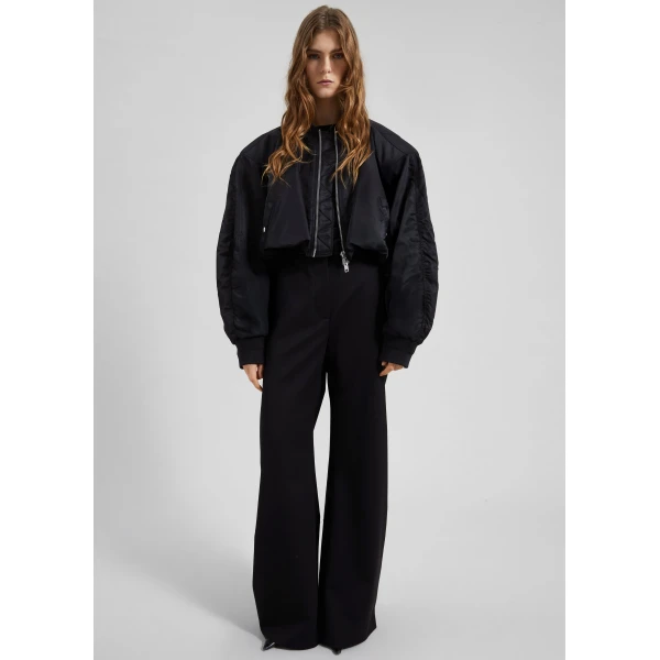 The Frankie Shop Skagen Cropped Trapeze Bomber Jacket – Black, view 7
