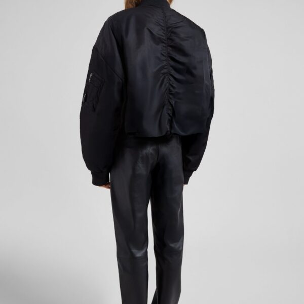 The Frankie Shop Skagen Cropped Trapeze Bomber Jacket - Black - Oversized Minimalist Jackets in Black - Shop at Coveti