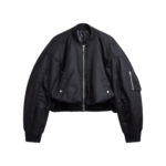 The Frankie Shop Skagen Cropped Trapeze Bomber Jacket - Black - Oversized Minimalist Jackets in Black - Shop at Coveti
