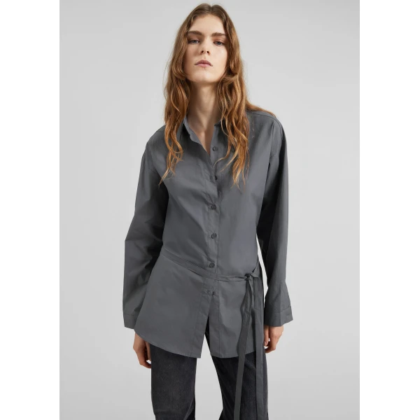 The Frankie Shop Skara Belted Shirt – Slate Grey, view 4
