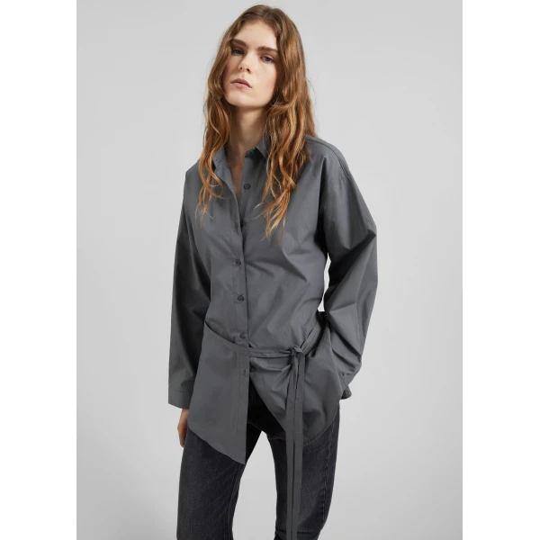 The Frankie Shop Skara Belted Shirt – Slate Grey, view 5