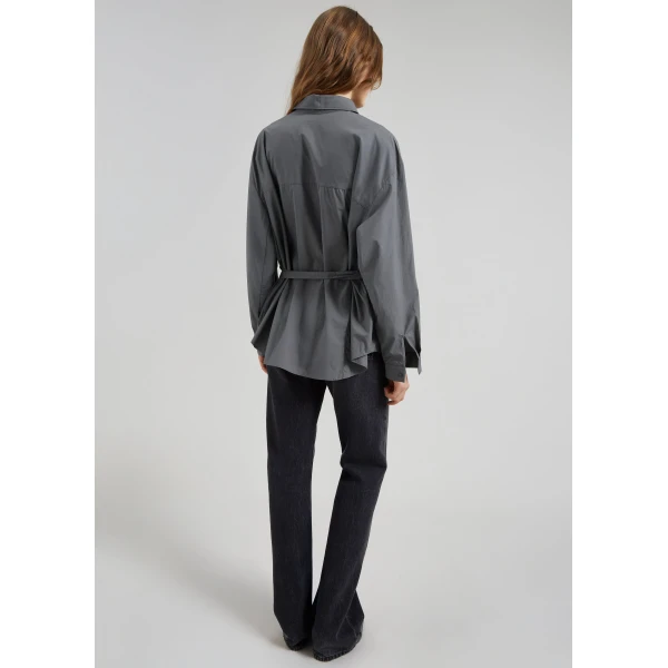 The Frankie Shop Skara Belted Shirt – Slate Grey, view 7