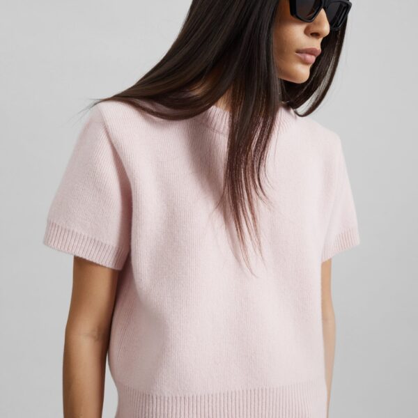 The Frankie Shop Sona Wool Knit Top - Pink - Oversized Minimalist Tops in Pink - Shop at Coveti