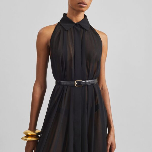 The Frankie Shop Sukie Sheer Halterneck Dress - Black - Oversized Minimalist Dresses in Black - Shop at Coveti