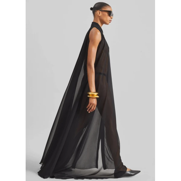 The Frankie Shop Sukie Sheer Halterneck Dress – Black, view 4