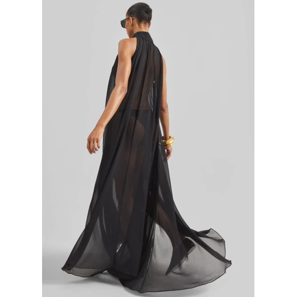 The Frankie Shop Sukie Sheer Halterneck Dress – Black, view 7