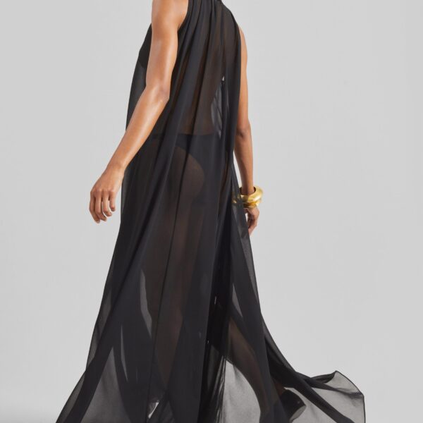 The Frankie Shop Sukie Sheer Halterneck Dress - Black - Oversized Minimalist Dresses in Black - Shop at Coveti