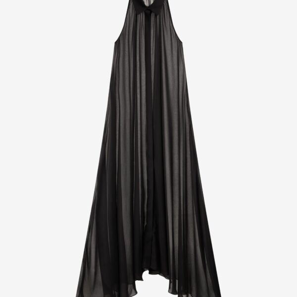 The Frankie Shop Sukie Sheer Halterneck Dress - Black - Oversized Minimalist Dresses in Black - Shop at Coveti