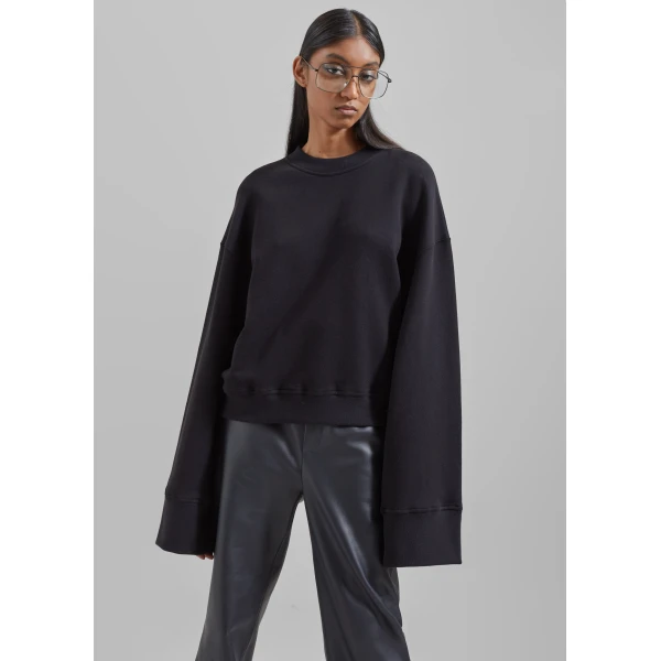 The Frankie Shop Talia Sweatshirt – Black Top, view 3