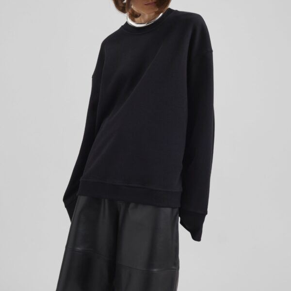The Frankie Shop Talia Sweatshirt - Black - Oversized Minimalist Tops in Black - Shop at Coveti