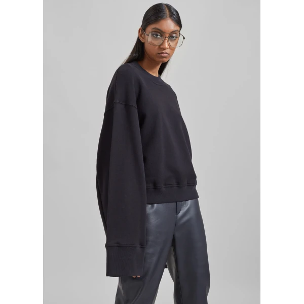The Frankie Shop Talia Sweatshirt – Black Top, view 7
