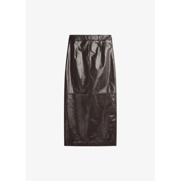 The Frankie Shop Taney Crackled Pencil Skirt – Brown, view 8