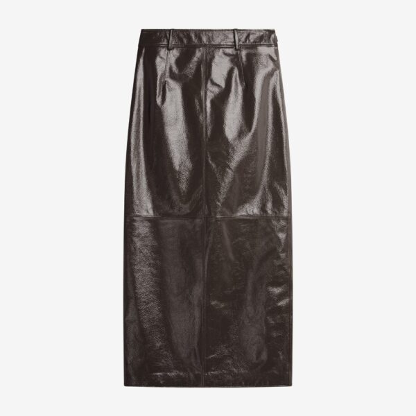 The Frankie Shop Taney Crackled Pencil Skirt - Brown - Oversized Minimalist Skirts in Brown - Shop at Coveti