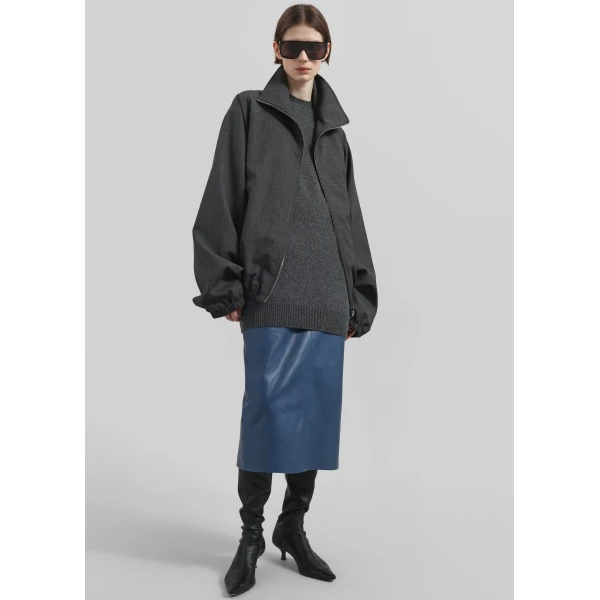 The Frankie Shop Taney Leather Midi Skirt – Cobalt, view 9