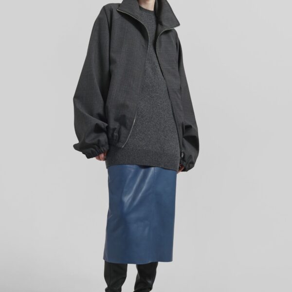 The Frankie Shop Taney Leather Midi Skirt - Cobalt - Oversized Minimalist Skirts in Blue - Shop at Coveti