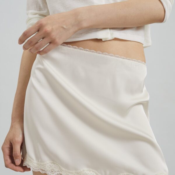 The Frankie Shop Tanvi Lace Mini Skirt - Ivory - Oversized Minimalist Skirts in Ivory - Shop at Coveti