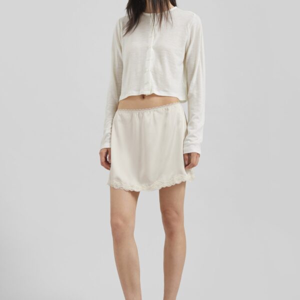 The Frankie Shop Tanvi Lace Mini Skirt - Ivory - Oversized Minimalist Skirts in Ivory - Shop at Coveti