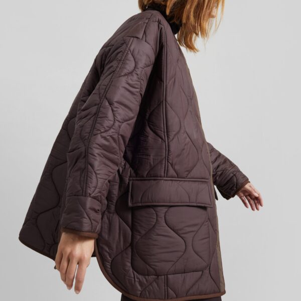 The Frankie Shop Teddy Quilted Jacket - Brown - Oversized Minimalist Jackets in Brown - Shop at Coveti